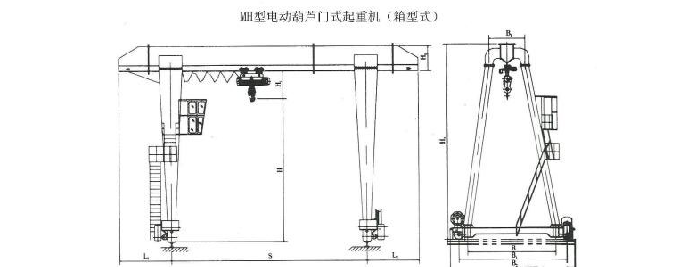 MH型电动葫芦单梁门式起重机结构图