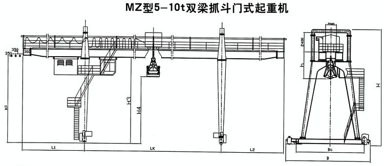 吊钩双梁桥式起重机结构图